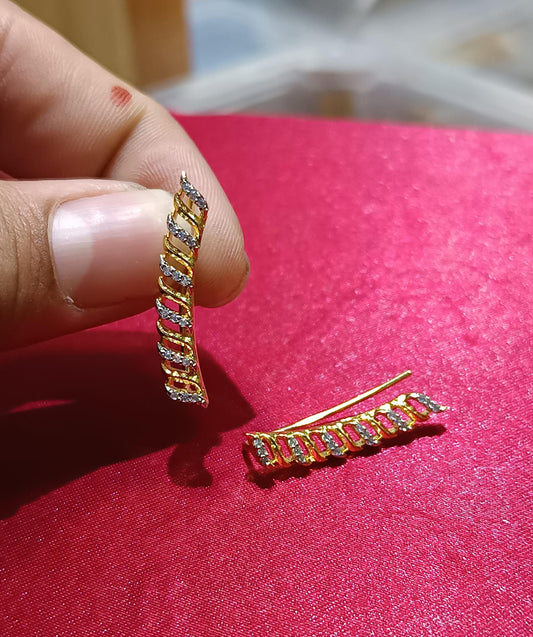 Premium Elegant Spiral Gold Finish Ear Climber Earrings - 1 Pair