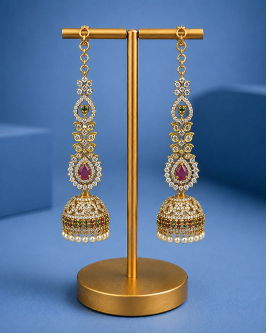 Premium Quality Earrings with Earchains- Bridal Maatal- Chempaswaralu