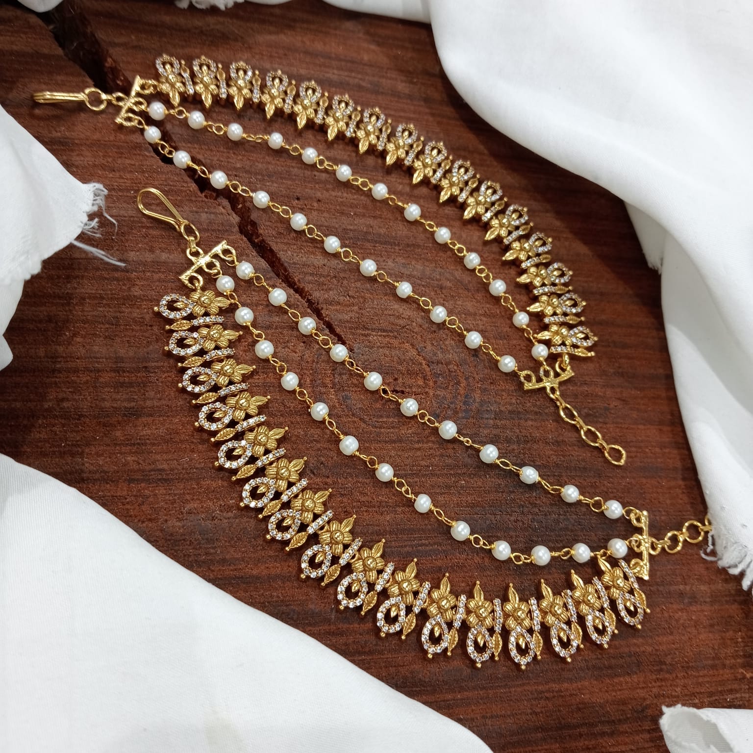 Premium Quality Flower Motif Earchains for Earrings- Bridal Maatal- Chempaswaralu
