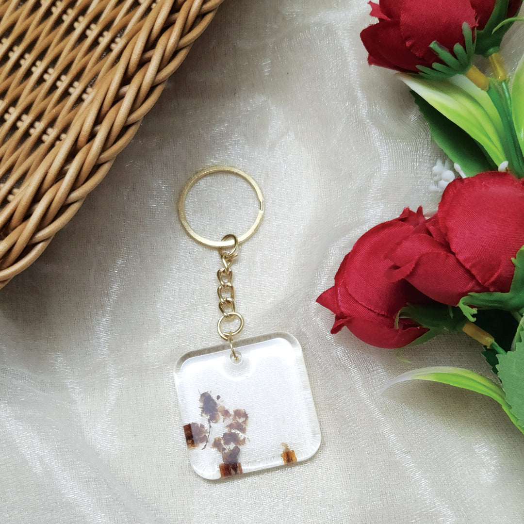 Flower Embedded Resin Keychain - Gifts