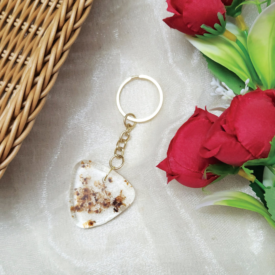 Flower Embedded Resin Keychain - Gifts