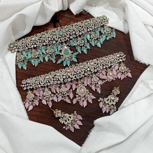 Simply Elegant Victorian Bridal Choker Necklace with Earrings