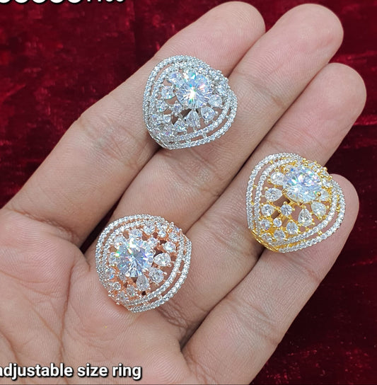Sparkling  Premium  Adjustable  Floral CZ Stone Rings - 1 Piece 