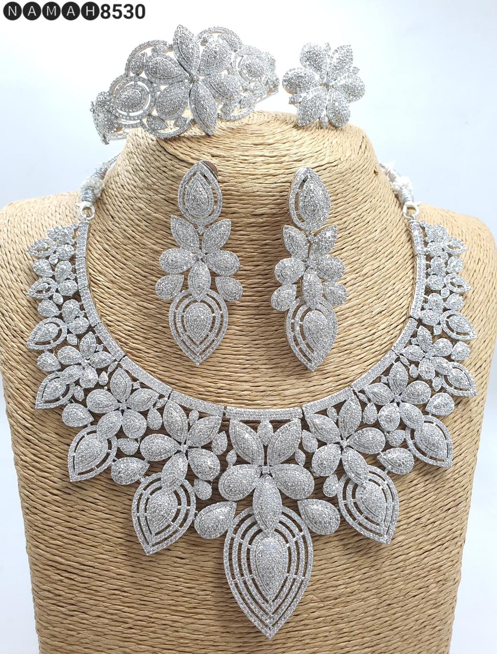 Stylish And Trendy Bridal Choker Necklace Set With Earrings, Bracelet And Ring
