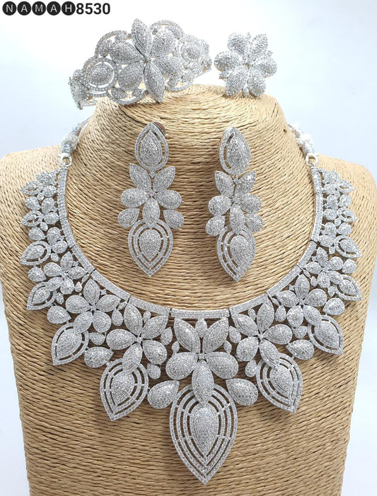 Stylish And Trendy Bridal Choker Necklace Set With Earrings, Bracelet And Ring