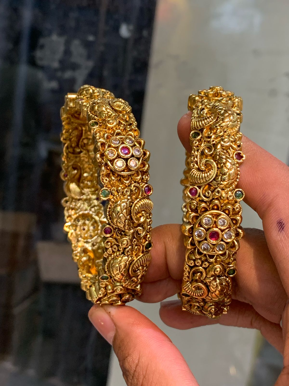 Traditional Premium Antique Finish Bangles Set Of 2-Temple Jewelry