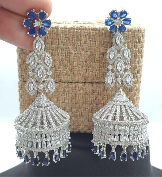 Trending And Classy  CZ Stone Chandbali Jhumkas Earrings - Premium Quality