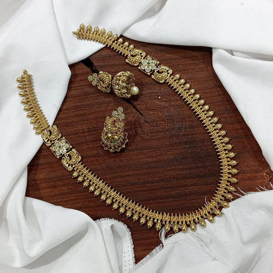 Trendy Premium Matte Peacock Haram/ Necklace Set with Earrings