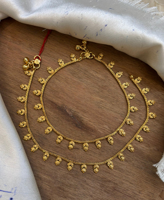 Trraditional Antique Payal With Droplet - 1 Pair 