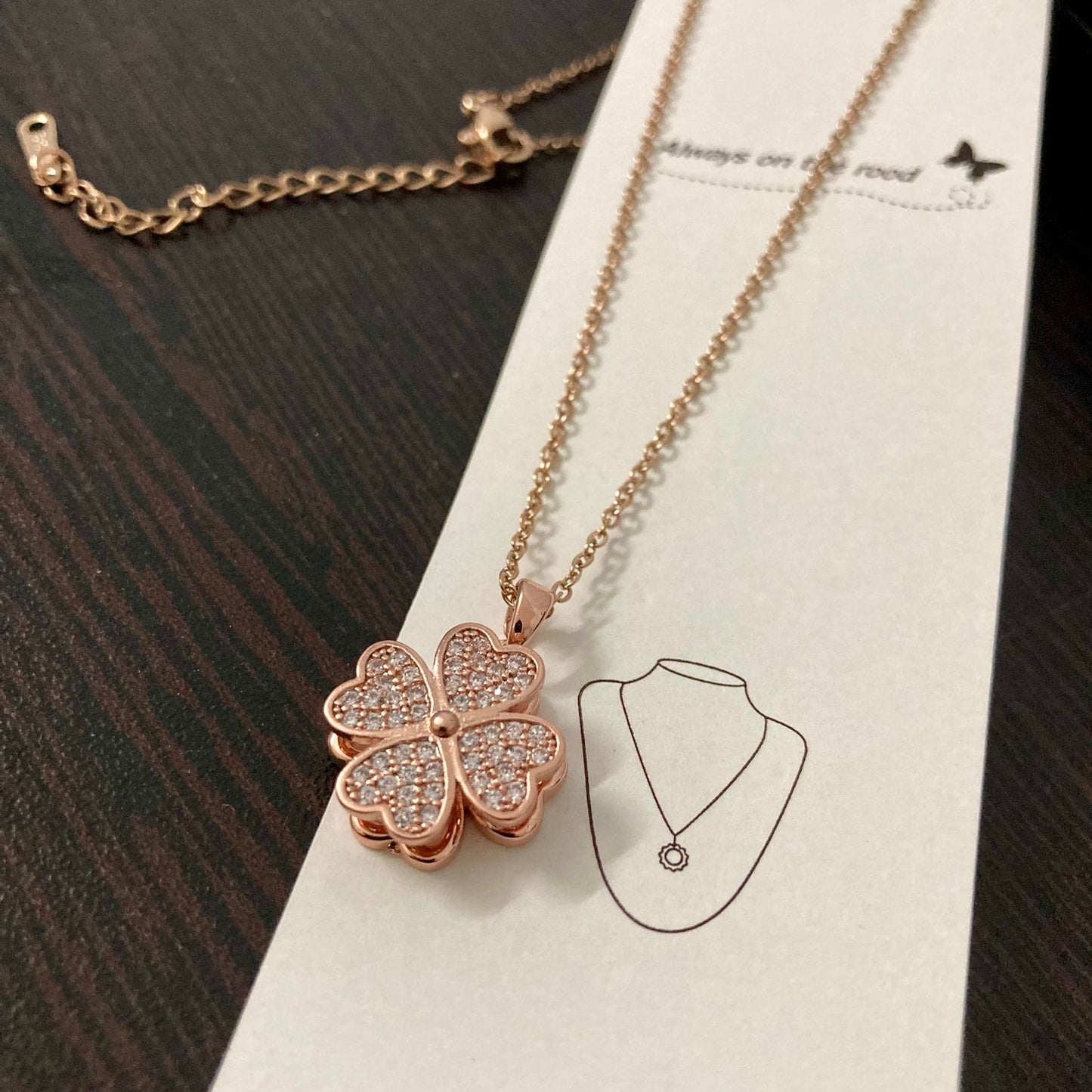 Cute Gift- Mimimalist RoseGold Chain With Spinning Pendant