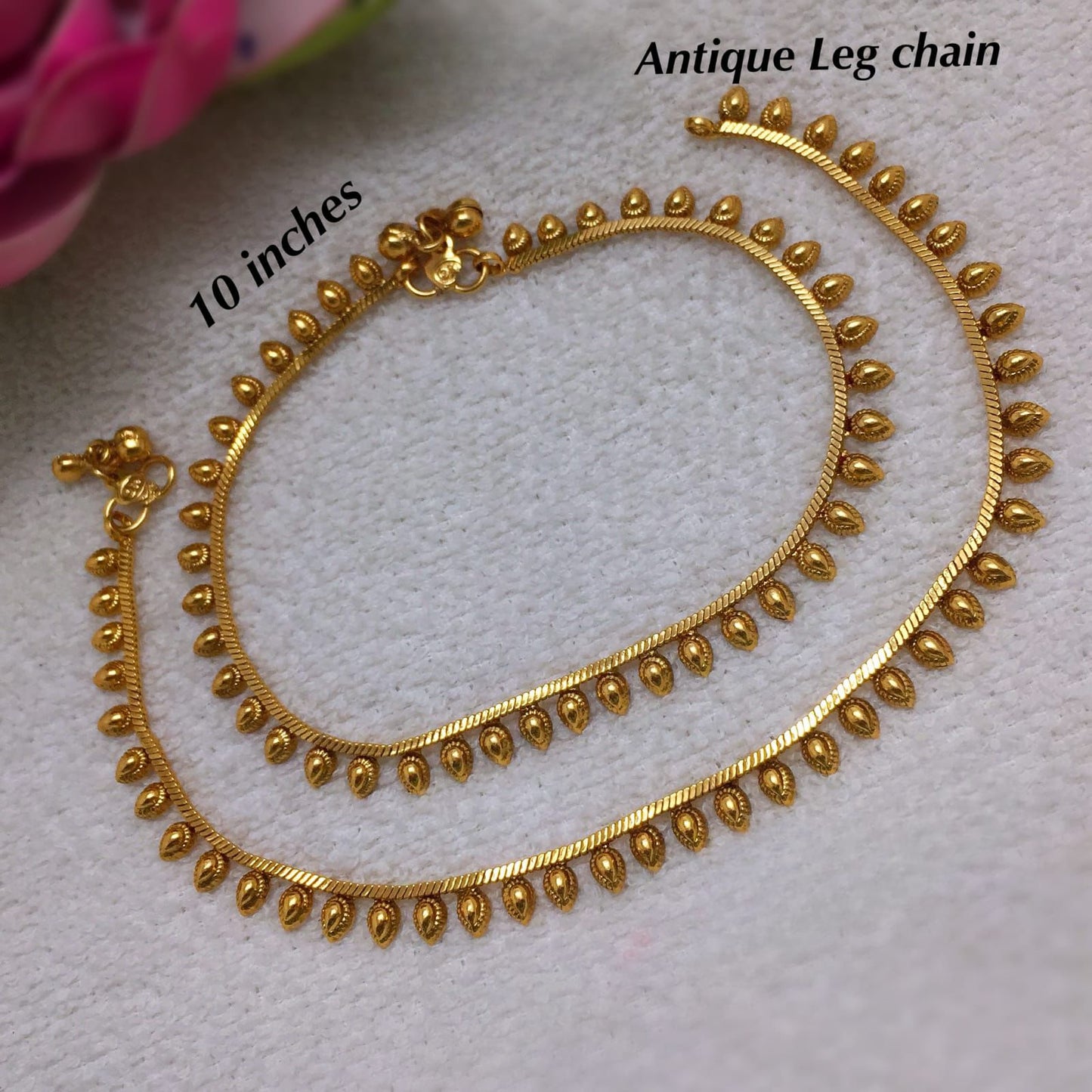 Cute Anklets, Antique Finish Payal- 1 pair-10 inches