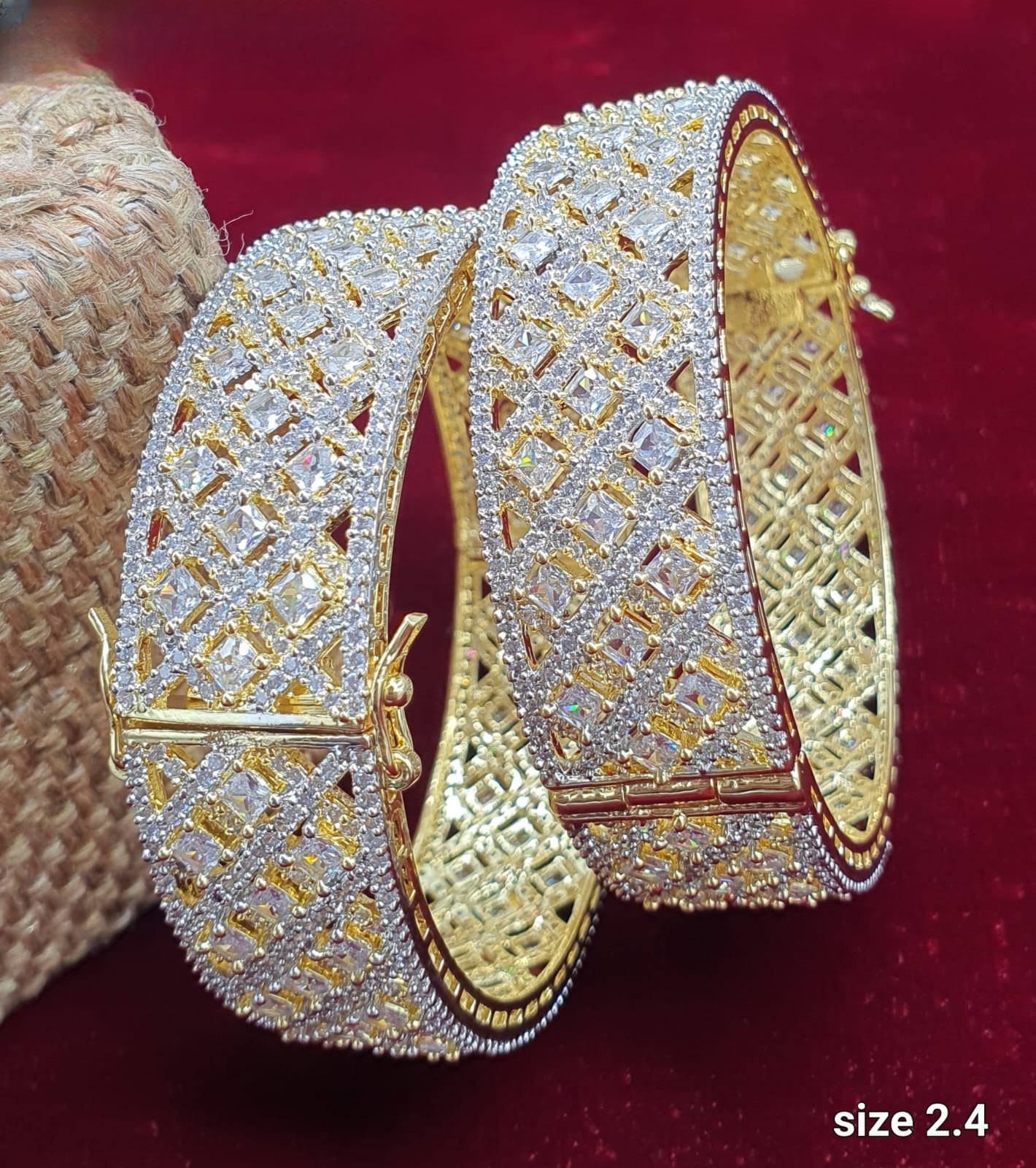 Beautiful American Diamond Bridal Broad Bangles-Set Of 2