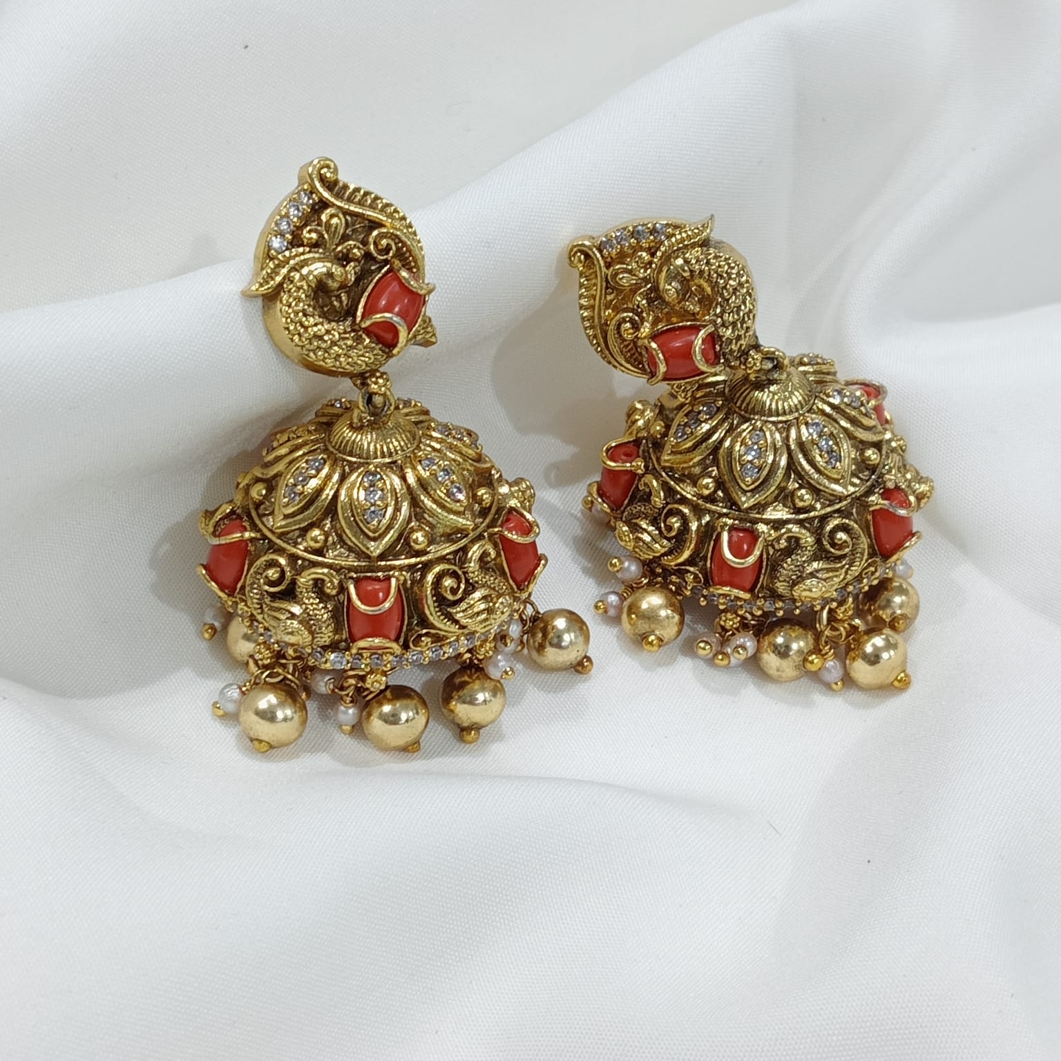 Classy Fusion Peacock Jewelry Earrings -Premium Matte Jhumkas