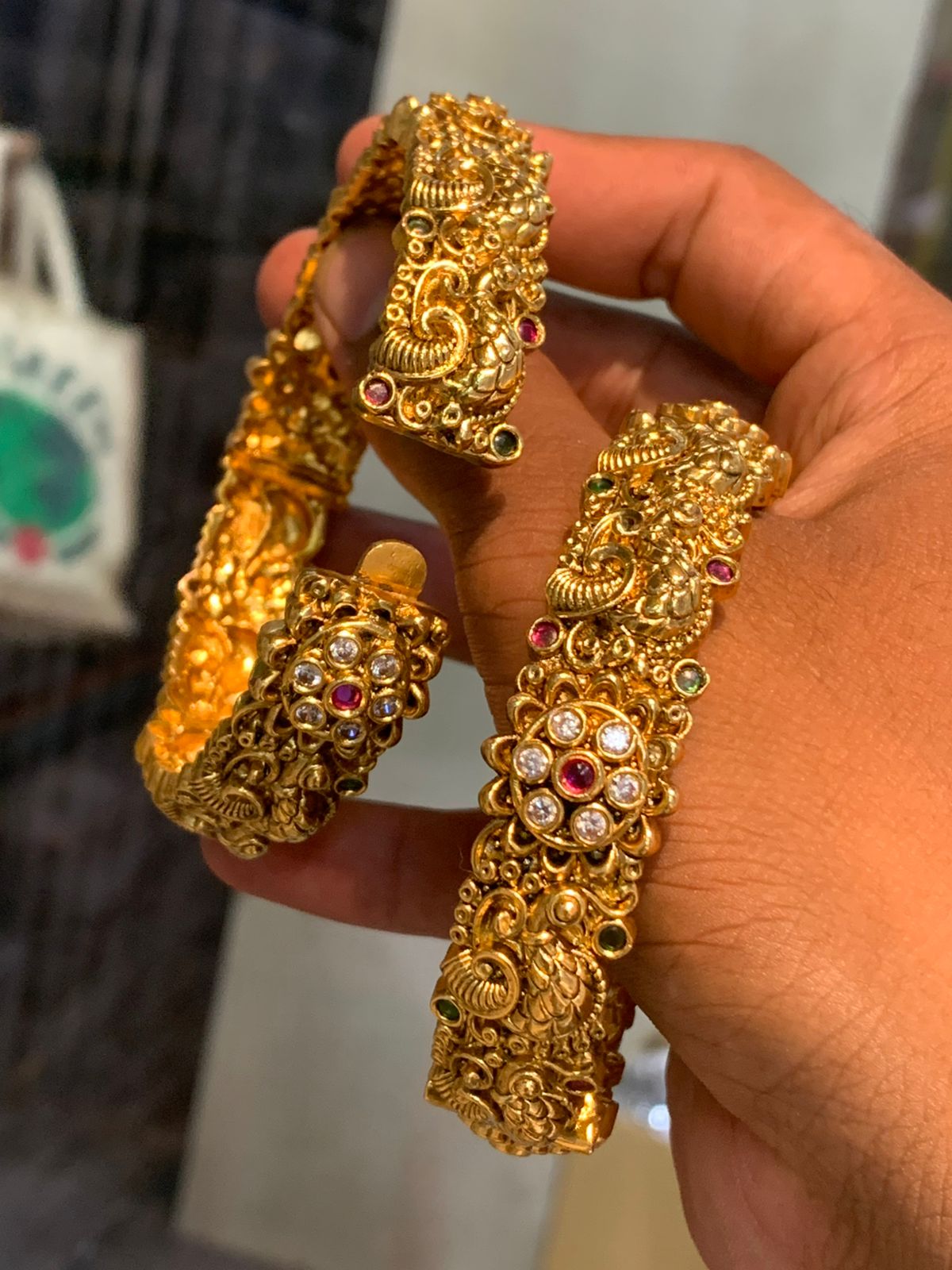 Traditional Premium Antique Finish Bangles Set Of 2-Temple Jewelry