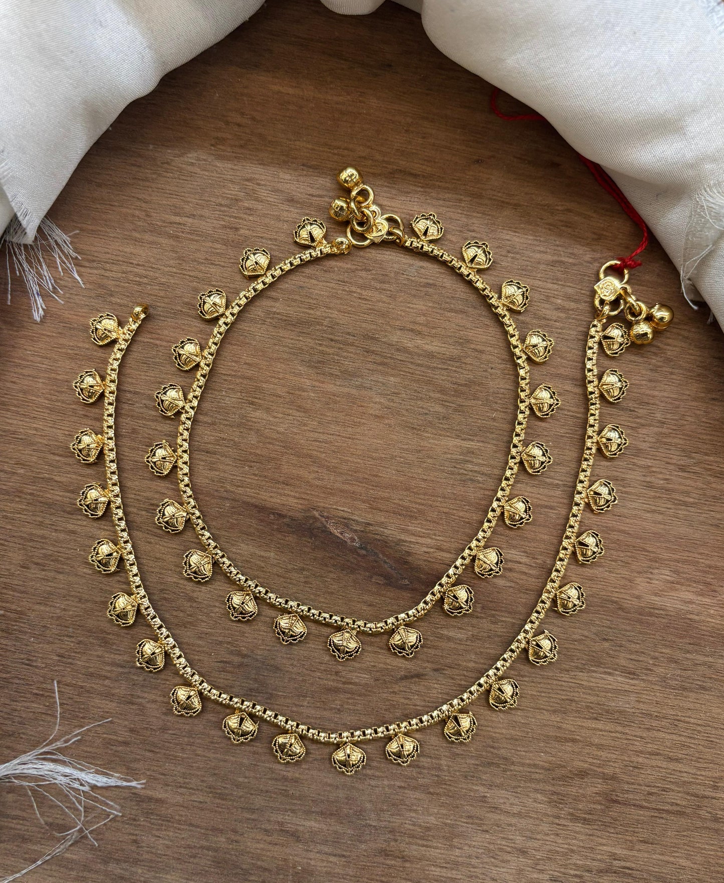 Minimalist Anklets, Designer Antique Payal- 1 Pair