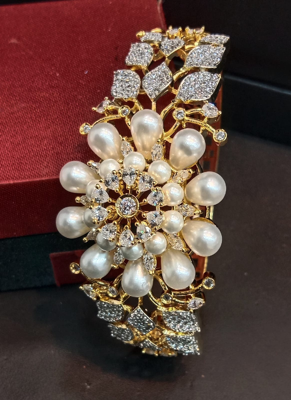 Exquisite Pearl Designs- American Diamond Bracelets-Cz Openable Kada Bangle