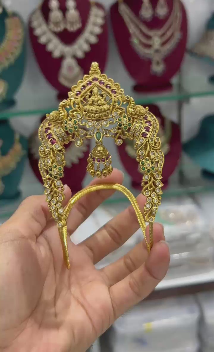 Temple Jewelry Lakshmi Designs Single Vanki/ BajuBand- Red Green