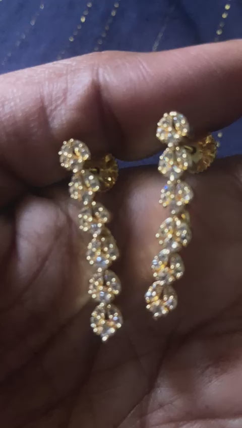 Elegant Premium Leaf Design CZ Stone Necklace With Earrings - 1 Set