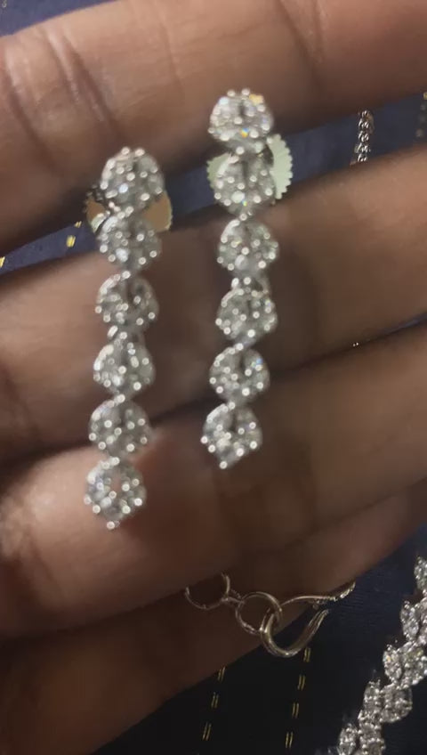 Elegant Premium Leaf Design CZ Stone Necklace With Earrings - 1 Set