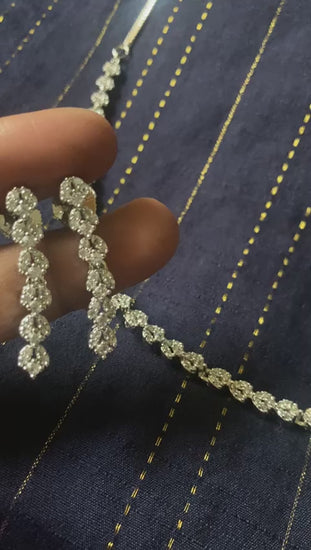 Elegant Premium Leaf Design CZ Stone Necklace With Earrings - 1 Set