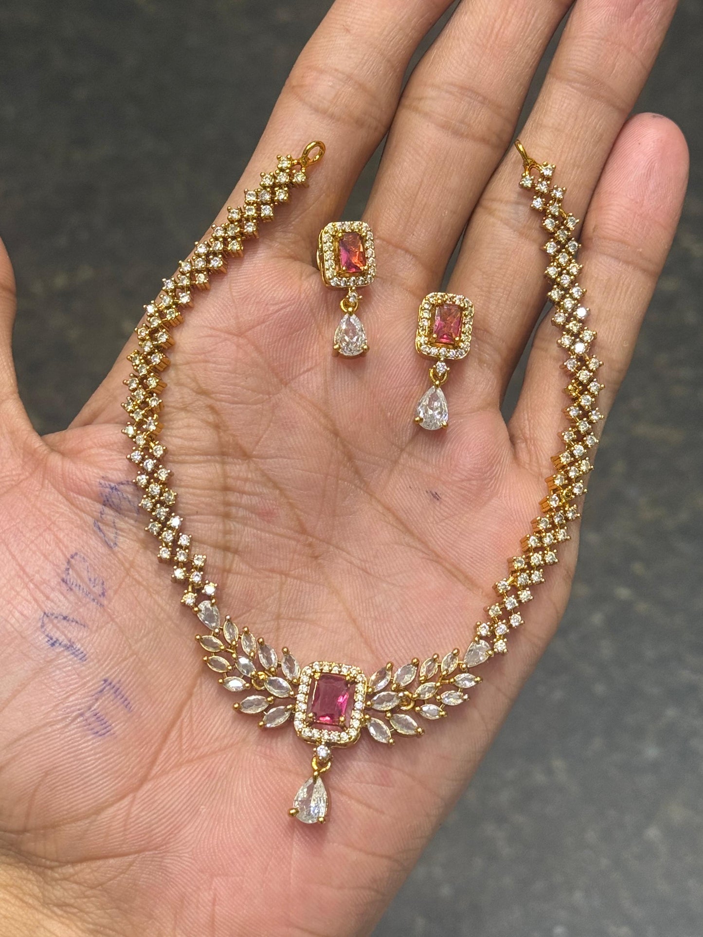 Bestselling Temple jewelry Matte finish Stone Mini choker Necklace with jhumkas
