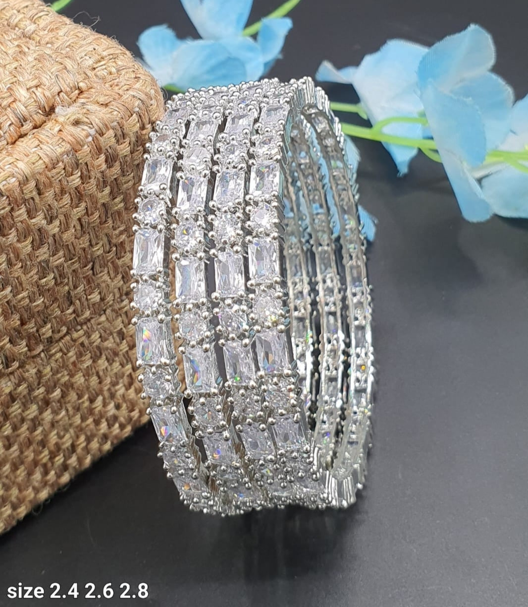 Premium American Diamond stone Bangles set of 4-Party Wear jewelry-Bridal Bangles