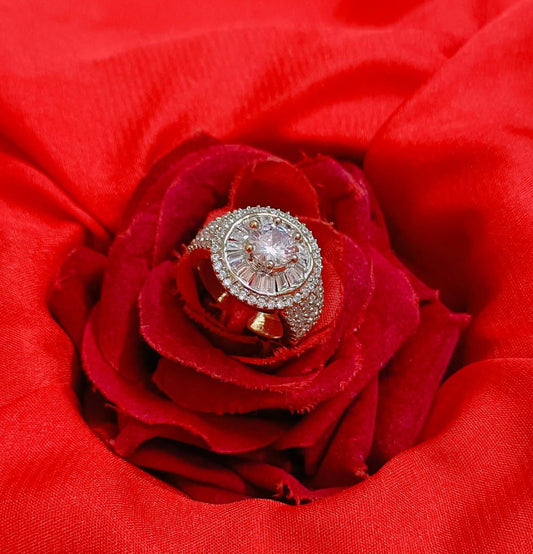 Elegant Adjustable Solitaire Rings Designer American Diamond Jewelry