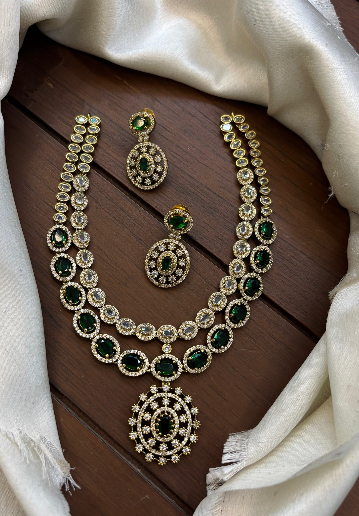 Exquisite Premium finish Moissanite Stone Diamond Replica Necklace with Earrings