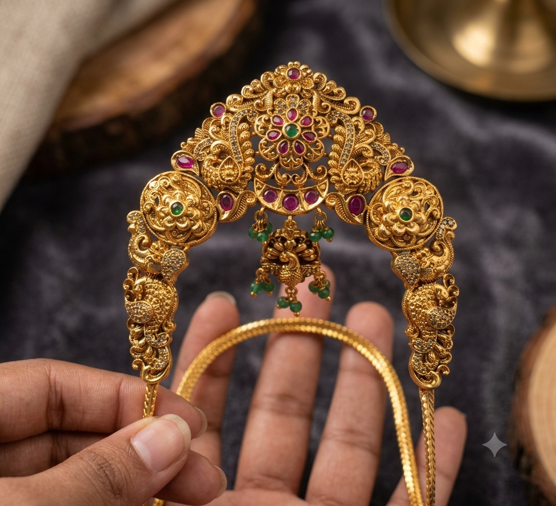 Grand Bridal Vanki/ Traditional BajuBand- Multicolor - Single