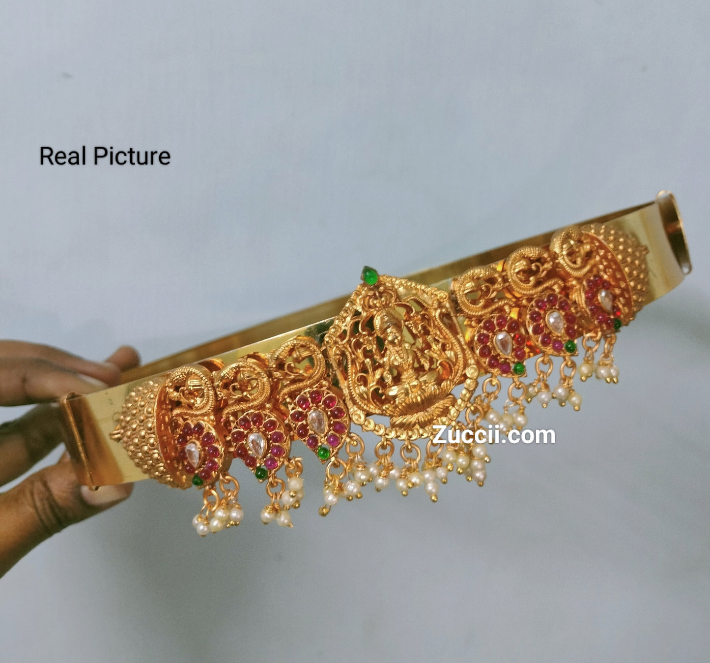 Traditional Temple Jewelry Lakshmi Pendant Matte finish Hipbelt