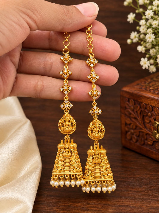 Premium Quality Bridal Temple Jumki Maatal - Earrings with Chempaswaralu