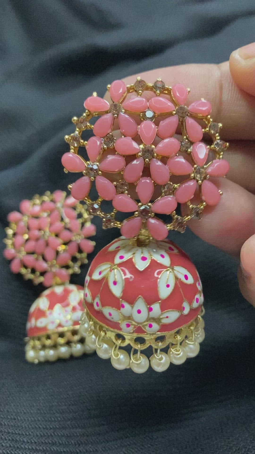 Women's Fashion Earrings Lotus Meena Work Fancy Stylish Jhumka Jhumki  Jewellry | eBay