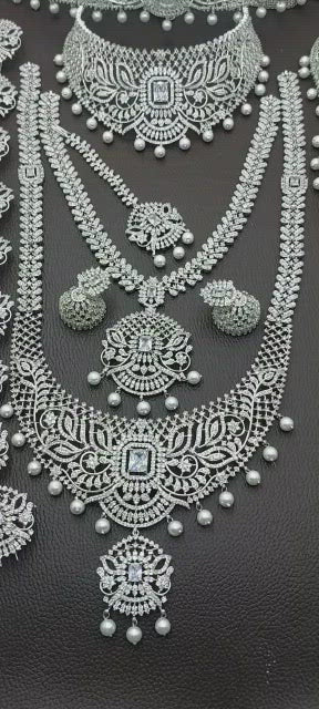 White stone bridal hot sale jewellery set