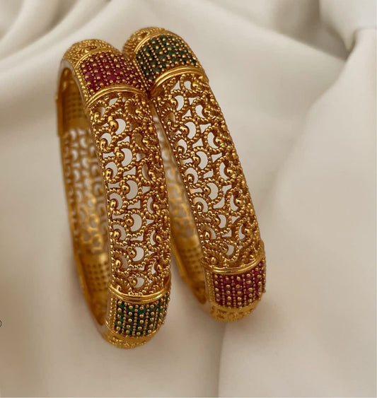 DesignerWear Matte Finish Broad Bangles set of 2-Party Wear Jewelry