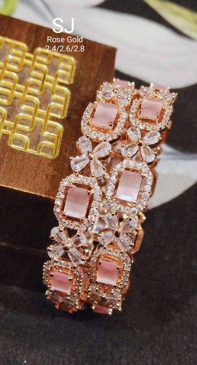 DesignerWear Star-cut American Diamond Stone Bangles set of 2-Party Wear jewelry