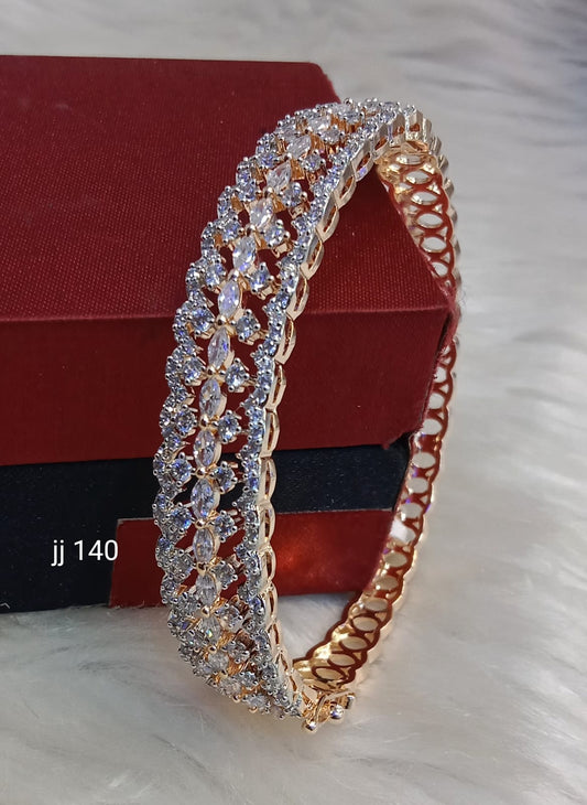 Simply Cute American Diamond Bracelets Fancy Openable Kada Bracelet-RoseGold