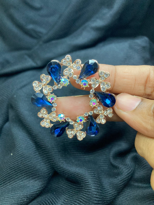 Zuccii Exclusive- Colorful Stone Brooches /Saree Pins - Party wear Accessories -Blue