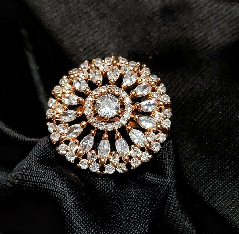 Elegant Adjustable Cocktail Rings Designer American Diamond Jewelry