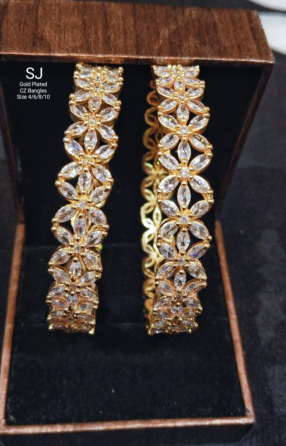DesignerWear Starcut American Diamond Stone Bangles set of 2-Party Wear jewelry