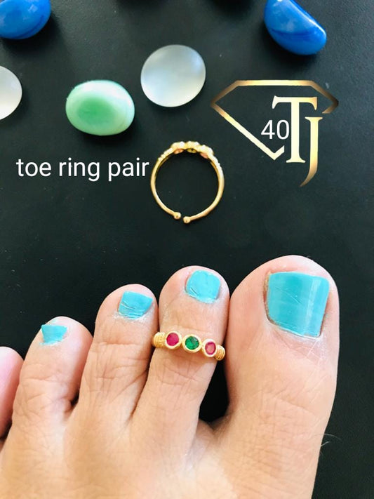 Cute and stylish Toe rings /Metti -Red,Green2