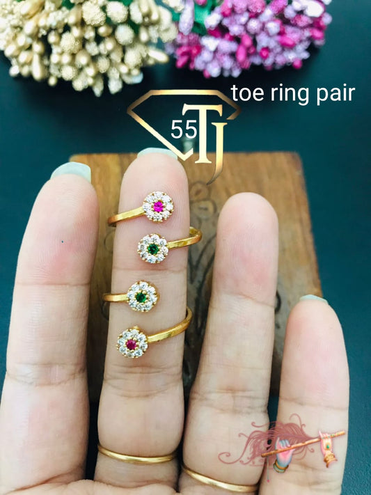 Trendy and stylish Toe rings /Metti -White,Green and Red