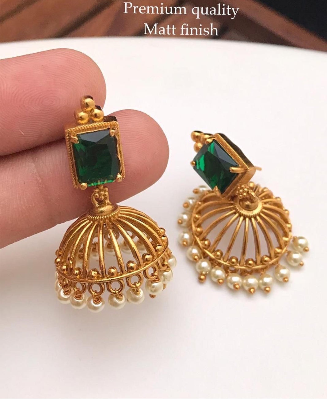 Golden Big Jhumka Earring with Golden and Pearl beads – AryaFashions