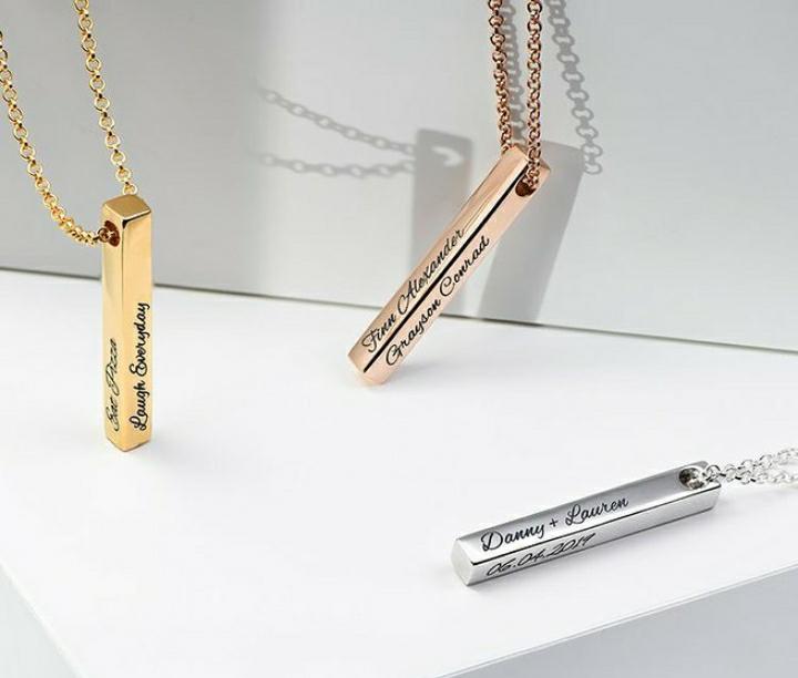 Valentine’s special Gift- Personalized Bar Pendant with chains- made specially just for you- Customized jewelry