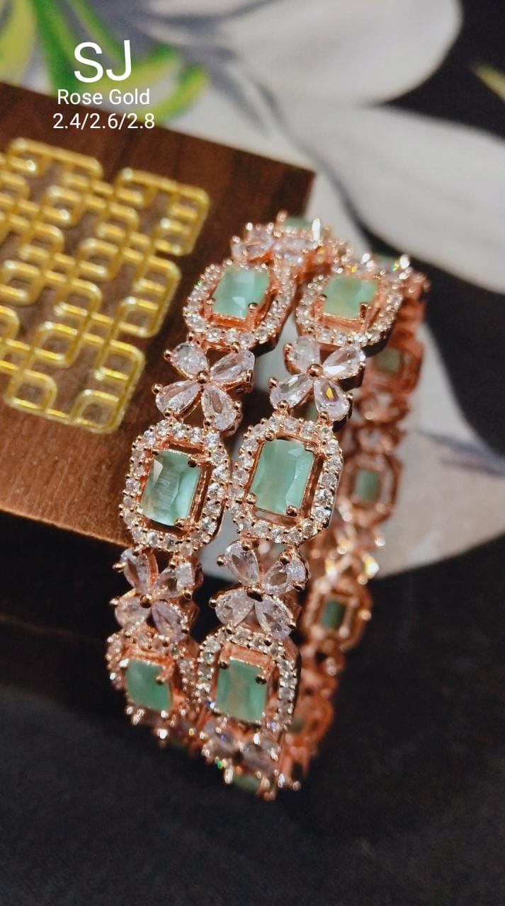DesignerWear Star-cut American Diamond Stone Bangles set of 2-Party Wear jewelry