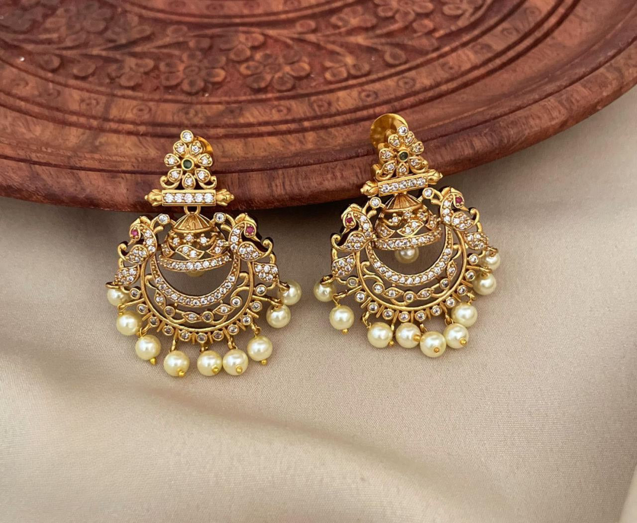 Engagement Chandbali Earrings Gold at Rs 695/pair in Chennai | ID:  23507829662