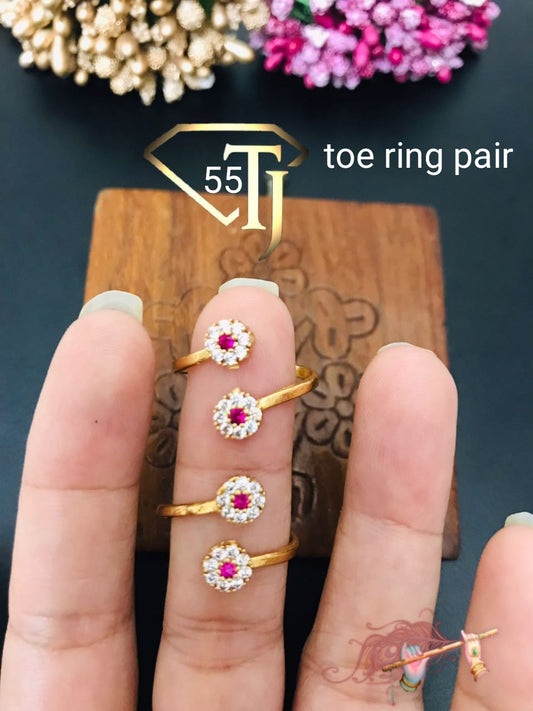 Trendy and stylish Toe rings /Metti -White and Red