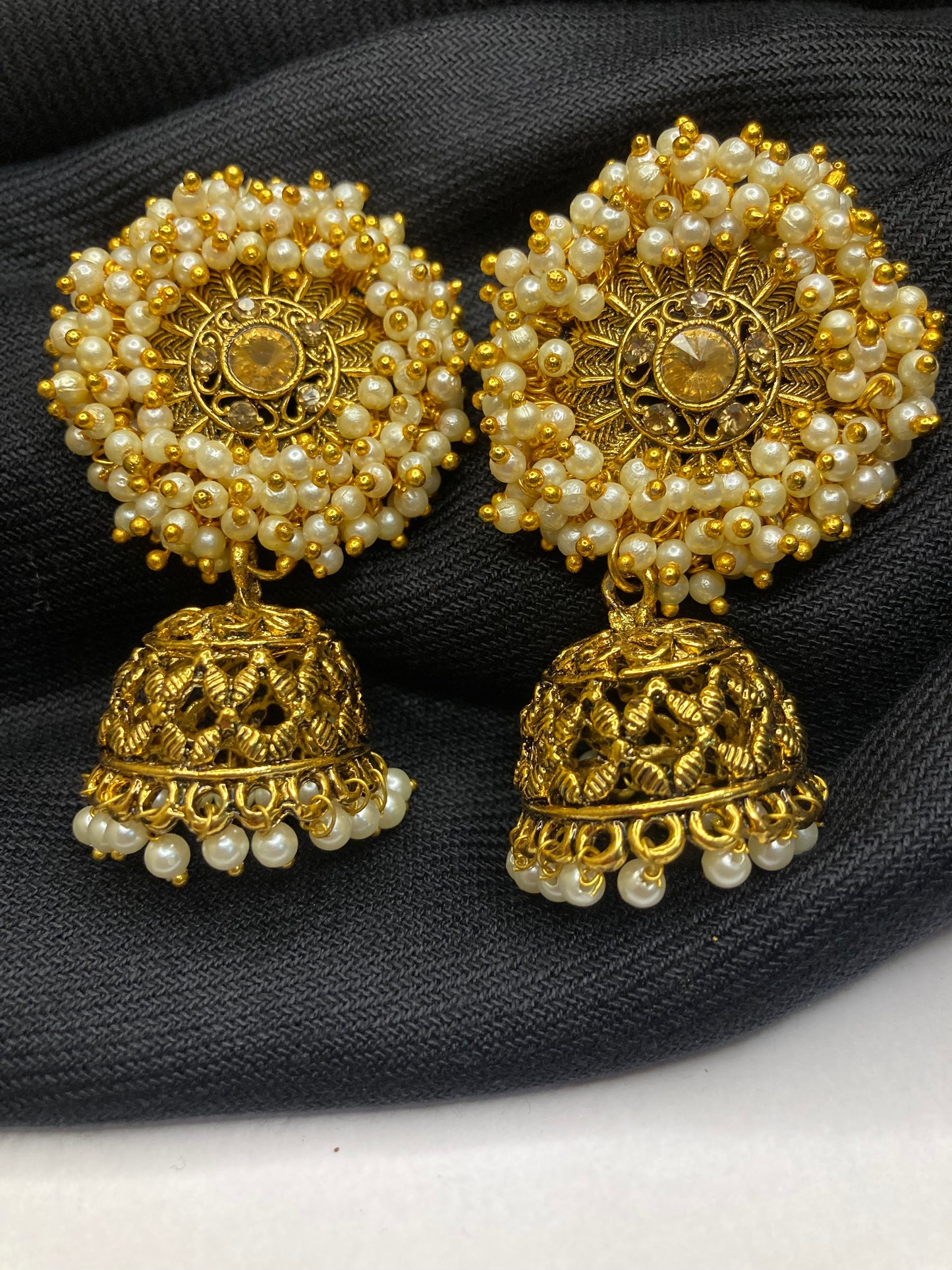 Zuccii Exclusive- Party wear Classy Earrings Big Size Antique Moti Jhumkas