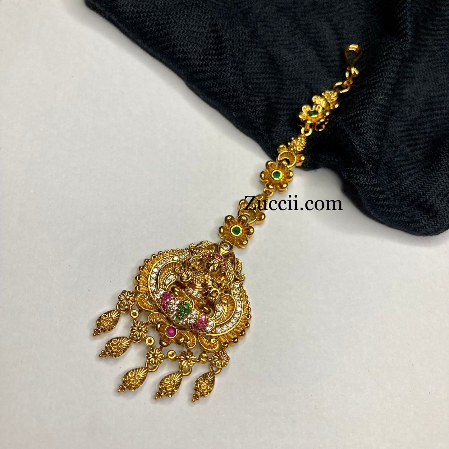 Exquisitely Designed Antique Temple jewelry Maang Tikkas - Lakshmi Design Nethichuti